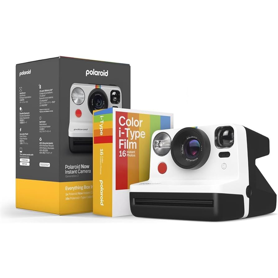 Polaroid Now Aparat Crno-Beli (Black & White) - Everything Box - Sa Duplim Pakovanjem Filma I-Type